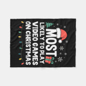 Most Likely To Play Video Games On Christmas Gamer フリースブランケット (正面(横))