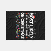 Most Likely To Play Video Games On Christmas Gamer フリースブランケット (正面(横))