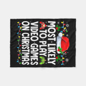 Most Likely To Play Video Games On Christmas Match フリースブランケット (正面(横))