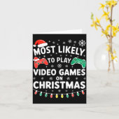 Most Likely To Play Video Games On Christmas Shirt カード (黄色い花)