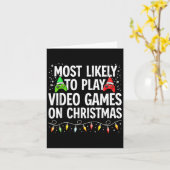 Most Likely To Play Video Games On Christmas T-shi カード (黄色い花)