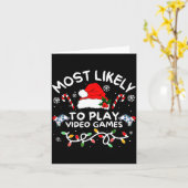 Most Likely To Play Video Games Xmas Gamer Family  カード (黄色い花)