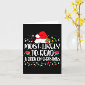 Most Likely To Read A Book On Christmas Family Mat カード (黄色い花)