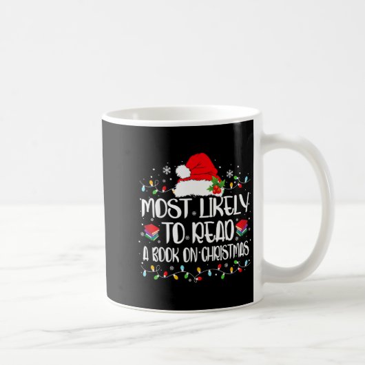 Most Likely To Read A Book On Christmas Family Mat コーヒーマグカップ (右)