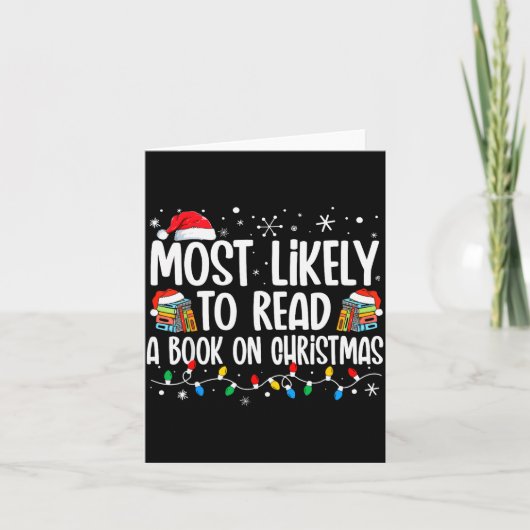 Most Likely To Read A Book On Christmas Matching F カード (正面)