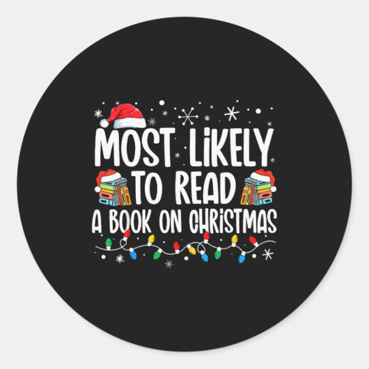 Most Likely To Read A Book On Christmas Matching F ラウンドシール (正面)