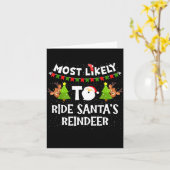 Most Likely To Ride Santas Reindeer Family Funny C カード (黄色い花)