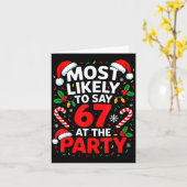 Most Likely To Say 67 At The Party Funny Christmas カード (黄色い花)