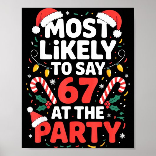 Most Likely To Say 67 At The Party Funny Christmas ポスター (正面)