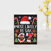 Most Likely To Say 67 Meme Six Seven Santa Christm カード (黄色い花)