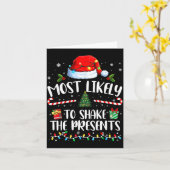Most Likely To Shake The Family Matching Christmas カード (黄色い花)