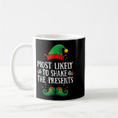 Most Likely To Shake The Matching Christmas Elf コーヒーマグカップ (左)