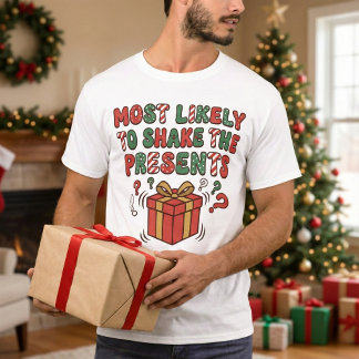 Most Likely To Shake The Presents Funny Red Green Tシャツ