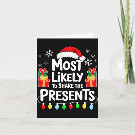 Most Likely To Shake The Shirt Family Christmas  カード (正面)