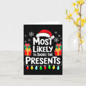 Most Likely To Shake The Shirt Family Christmas  カード (黄色い花)
