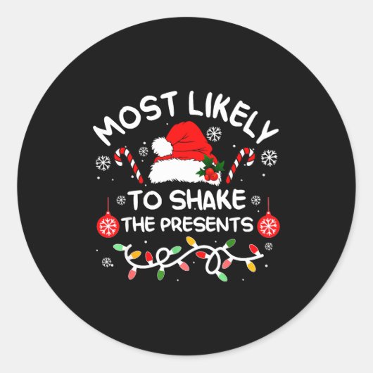 Most Likely To Shake The Xmas Family Matching 2025 ラウンドシール (正面)