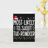 Most Likely To Shoot The Reindeer Family Christmas カード (黄色い花)