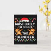 Most Likely To Shoot The Reindeer Family Christmas カード (黄色い花)