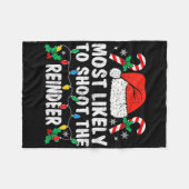 Most Likely To Shoot The Reindeer Family Matching  フリースブランケット (正面(横))