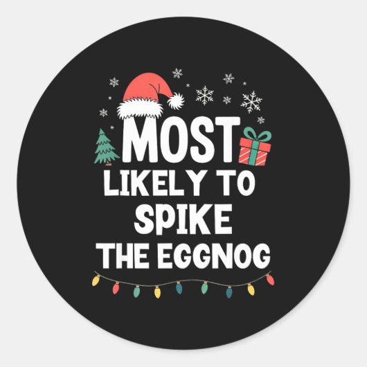 Most Likely To Ske The Eggnog Christmas Funny Xmas ラウンドシール (正面)