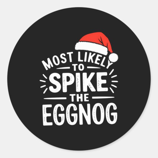 Most Likely To Ske The Eggnog Christmas Matching  ラウンドシール (正面)