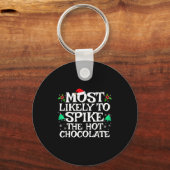 Most Likely To Ske The Hot Chocolate Funny Christm キーホルダー (正面)