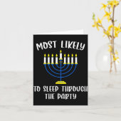 Most Likely To Sleep Through Party Hanukkah Group  カード (黄色い花)