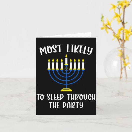 Most Likely To Sleep Through Party Hanukkah Group  カード (黄色い花)