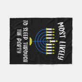 Most Likely To Sleep Through Party Hanukkah Group フリースブランケット (正面(横))