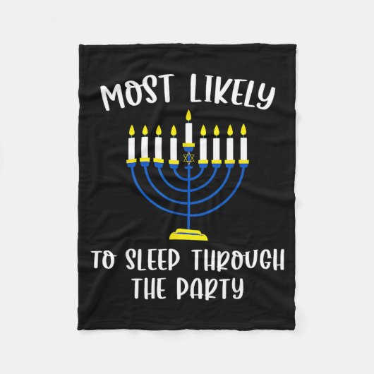 Most Likely To Sleep Through Party Hanukkah Group フリースブランケット (正面)