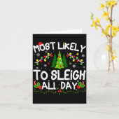 Most Likely To Sleigh All Day Christmas Matching  カード (黄色い花)
