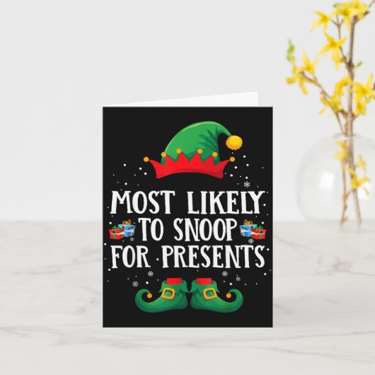 Most Likely To Snoop For Matching Christmas Elf カード (黄色い花)
