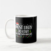 Most Likely To Start All The Shenanigans Christmas コーヒーマグカップ (左)