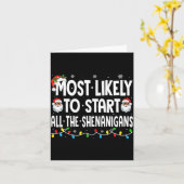 Most Likely To Start The Shenanigans Funny Family カード (黄色い花)