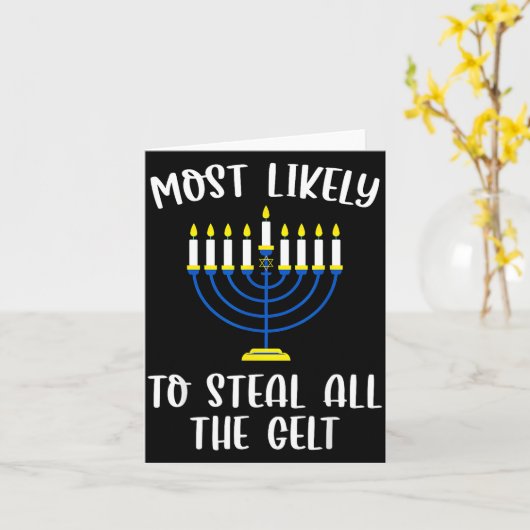 Most Likely To Steal All The Gelt Hanukkah Group M カード (黄色い花)