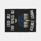 Most Likely To Steal All The Gelt Hanukkah Group M フリースブランケット (正面(横))