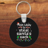 Most Likely To Steal Santa’s Sack Family Xmas Holi キーホルダー (正面)