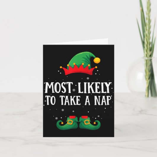 Most Likely To Take A Nap Matching Christmas Elf カード (正面)