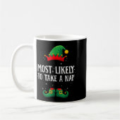 Most Likely To Take A Nap Matching Christmas Elf コーヒーマグカップ (左)
