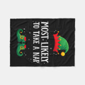 Most Likely To Take A Nap Matching Christmas Elf フリースブランケット (正面(横))