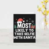 Most Likely To Take Selfie With Santa Christmas Fu カード (黄色い花)