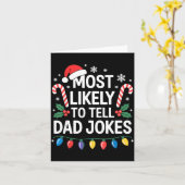 Most Likely To Tell Dad Jokes Funny Christmas  カード (黄色い花)