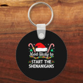 Most Likely To The Shenanigans Funny Xmas Family M キーホルダー (正面)