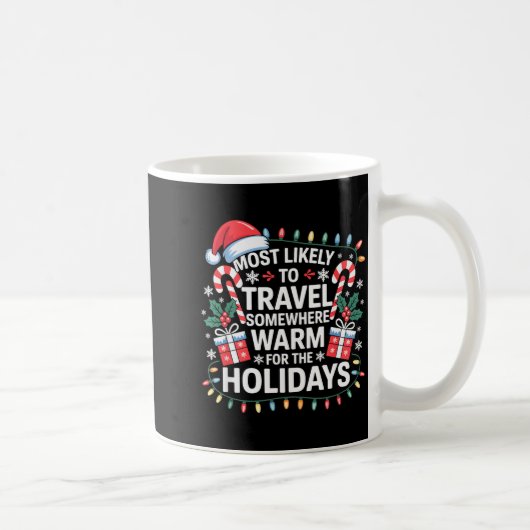 Most Likely To Travel Somewhere Warm For The Holid コーヒーマグカップ (右)