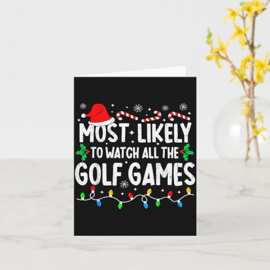 Most Likely To Watch All Golf Games Funny Matching カード (黄色い花)