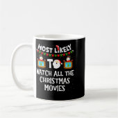 Most Likely To Watch All The Christmas Movies Xmas コーヒーマグカップ (左)