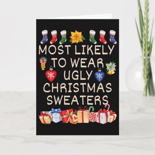 Most Likely To Wear Ugly Christmas Sweaters Matchi カード (正面)