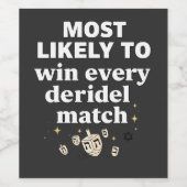 Most Likely to Win Every Dreidel Match Hanukkah ワインラベル (シングルラベル)