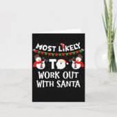 Most Likely To Work Out With Santa Family Christma カード (正面)