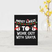 Most Likely To Work Out With Santa Family Christma カード (黄色い花)